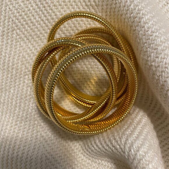 BEN AMUN Cobra Stretch Bangle Bracelet 24K Gold Plating One Size Fits Most New - Picture 10 of 12